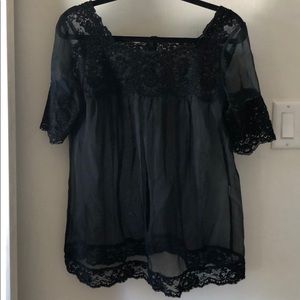 Anna Sui Lace and Organza Top